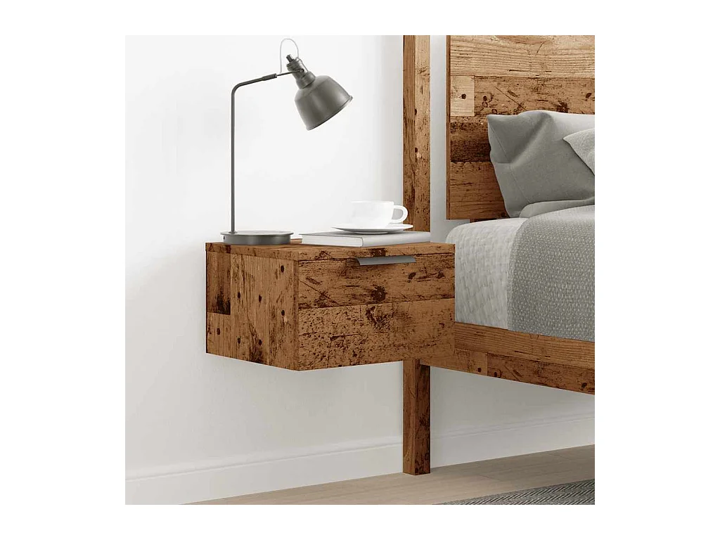 Mesita de noche | Mesilla de noche de pared madera envejecida 34x30x20 cm