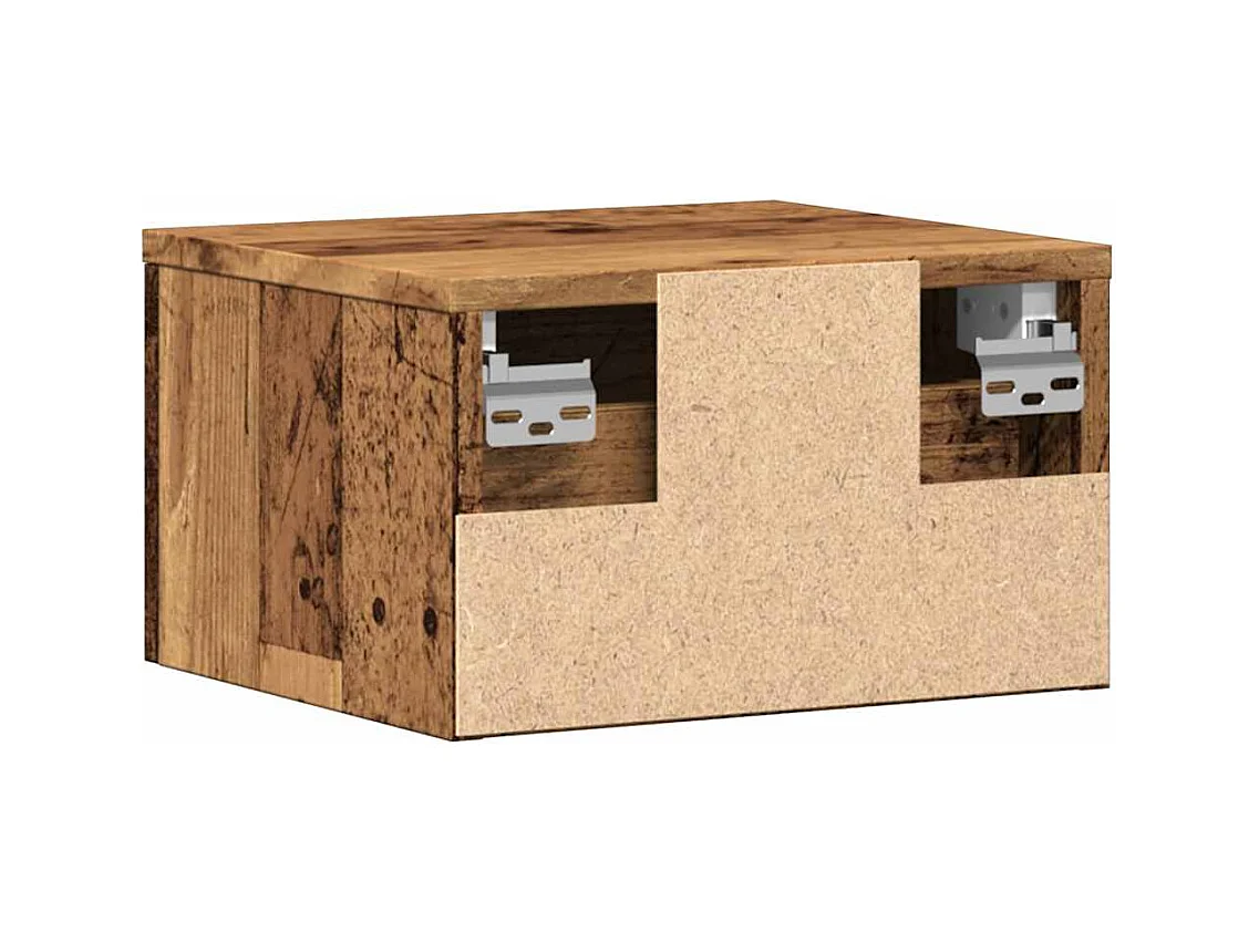 Mesita de noche | Mesilla de noche de pared madera envejecida 34x30x20 cm