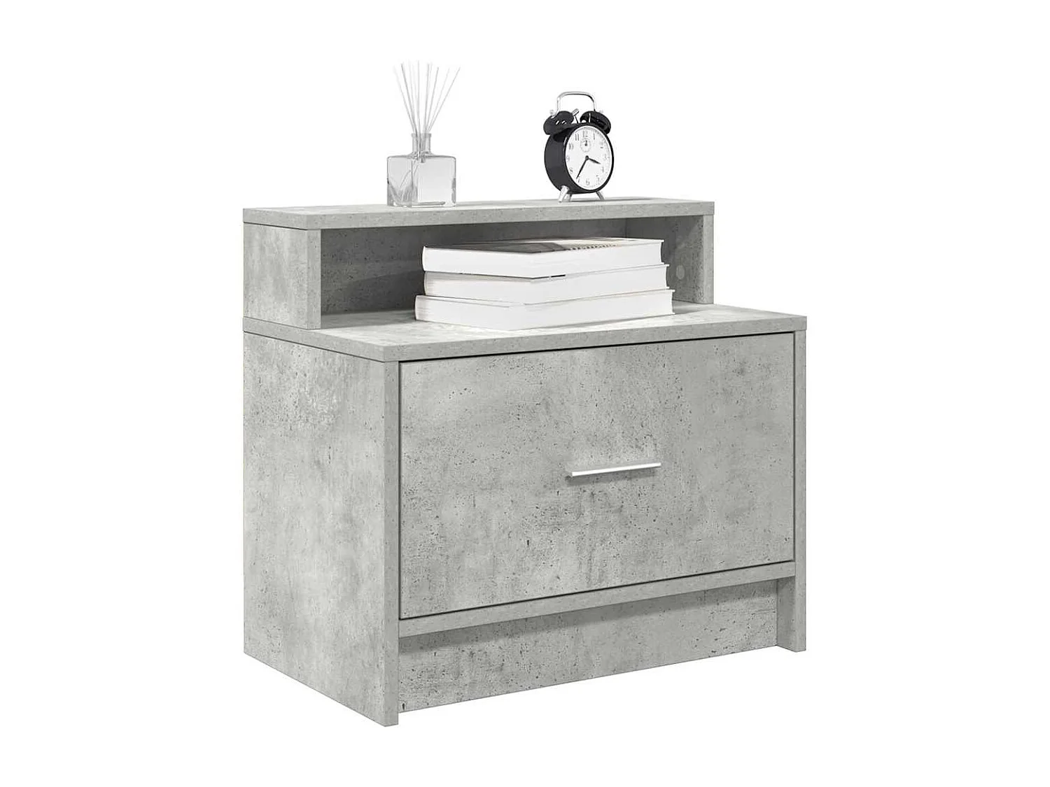 Nachttisch-Beistelltisch mit Schublade Betongrau 51x31x47 cm SHL87723
