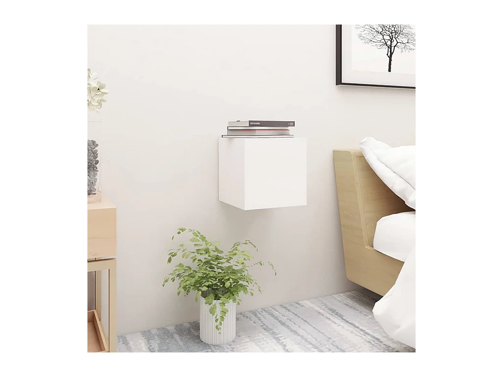 Mesa de Cabeceira Moderna 2 peças 30.5x30x30 cm derivados madeira branco