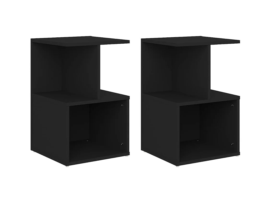 Mesitas de noche | Mesilla de noche 2 uds madera contrachapada negro 35x35x55 cm