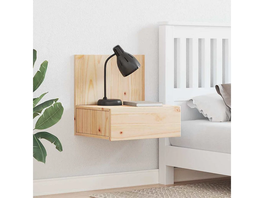 Mesa de Noche | Mesita de noche Marrón 42x32.5x40 cm Madera maciza de pino