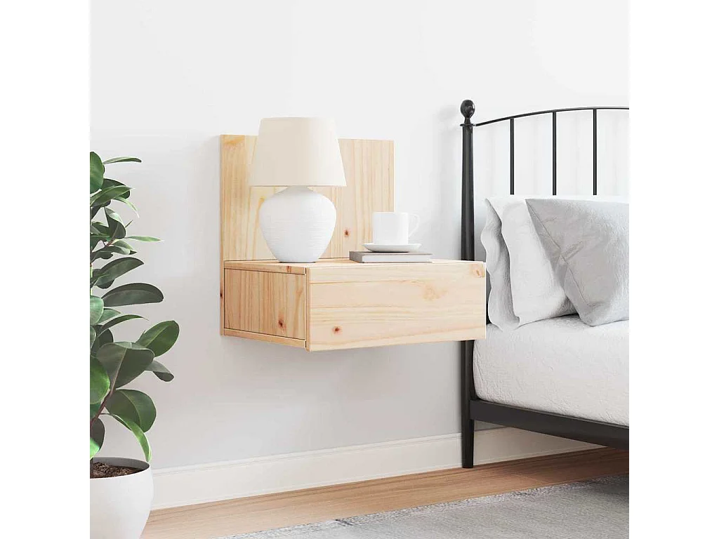 Mesa de Noche | Mesita de noche Marrón 42x32.5x40 cm Madera maciza de pino