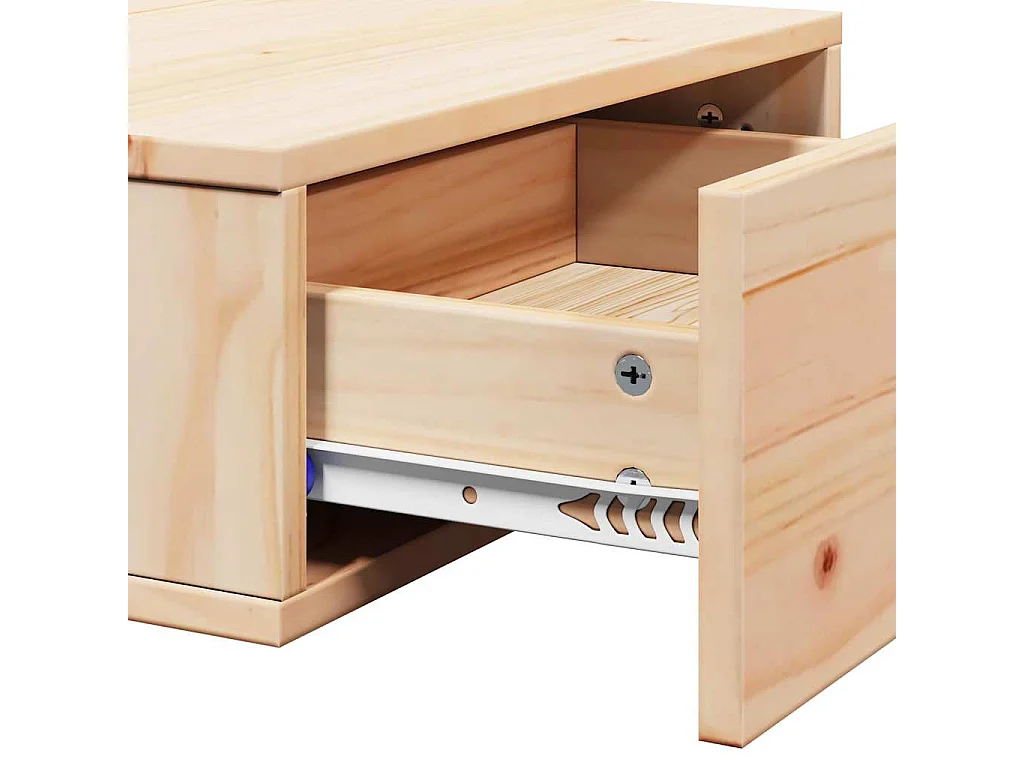 Mesa de Noche | Mesita de noche Marrón 42x32.5x40 cm Madera maciza de pino