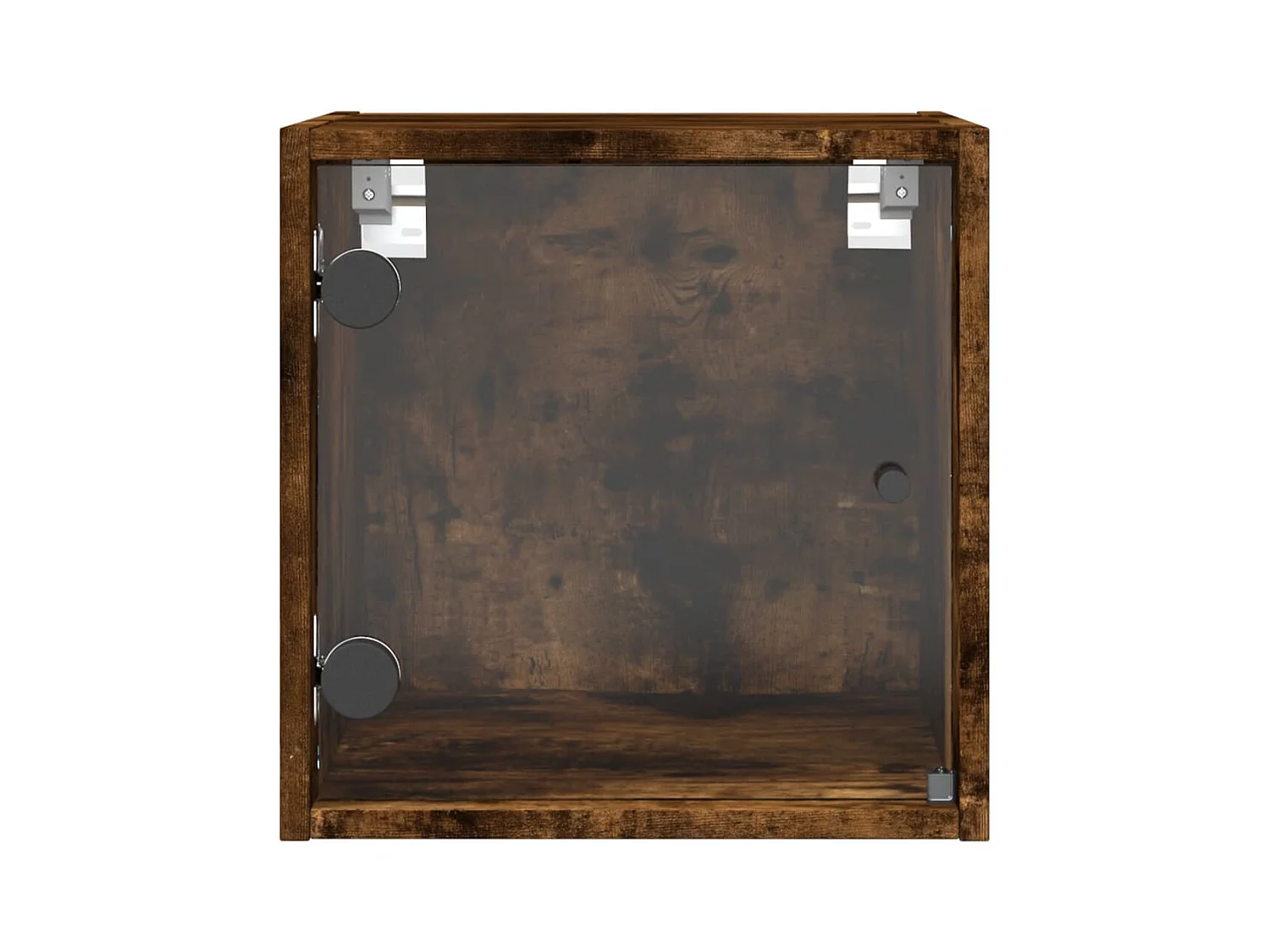 Mesita de noche | Mesilla de noche con puerta de vidrio roble ahumado 35x37x35 cm