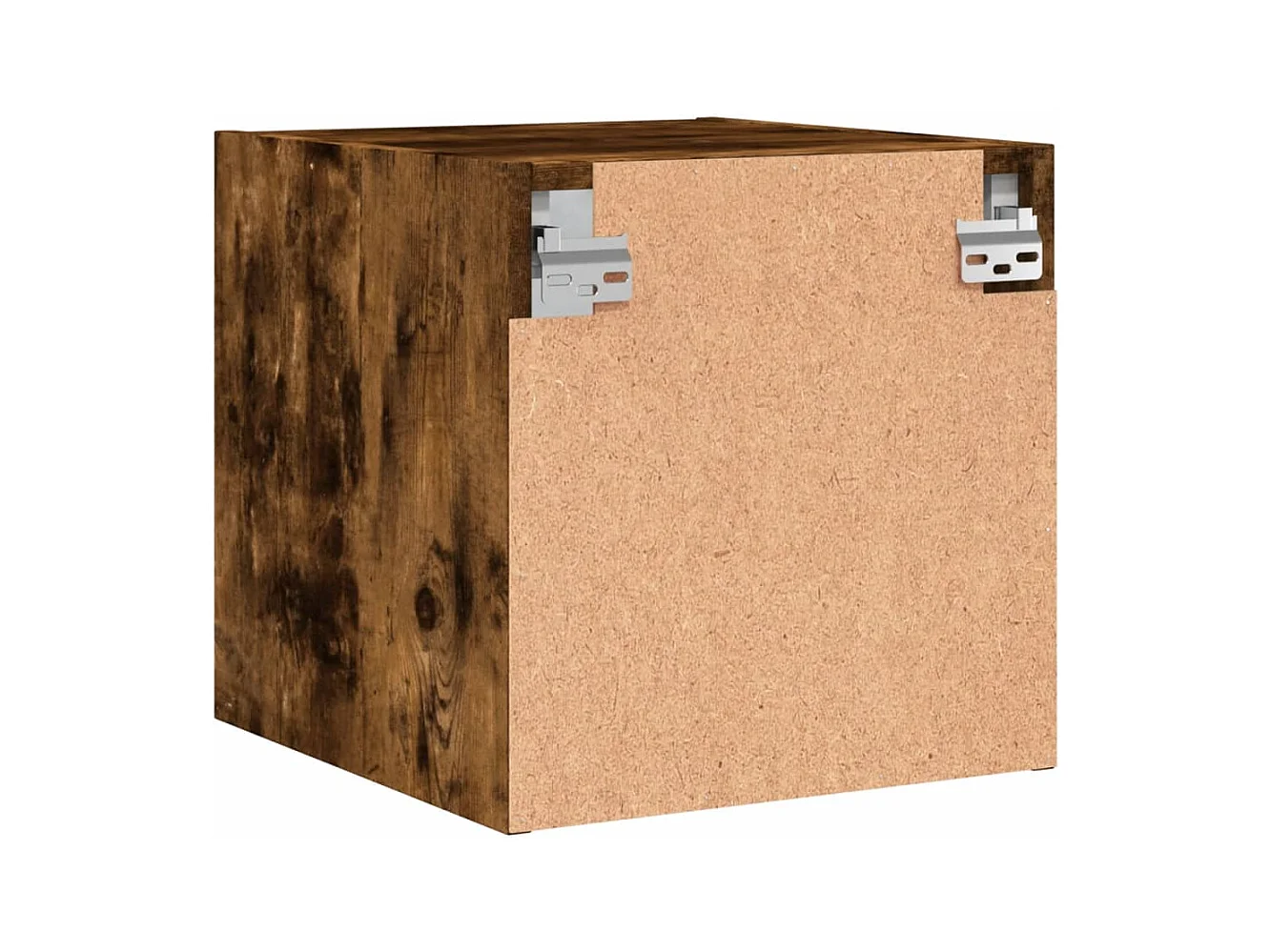 Mesita de noche | Mesilla de noche con puerta de vidrio roble ahumado 35x37x35 cm