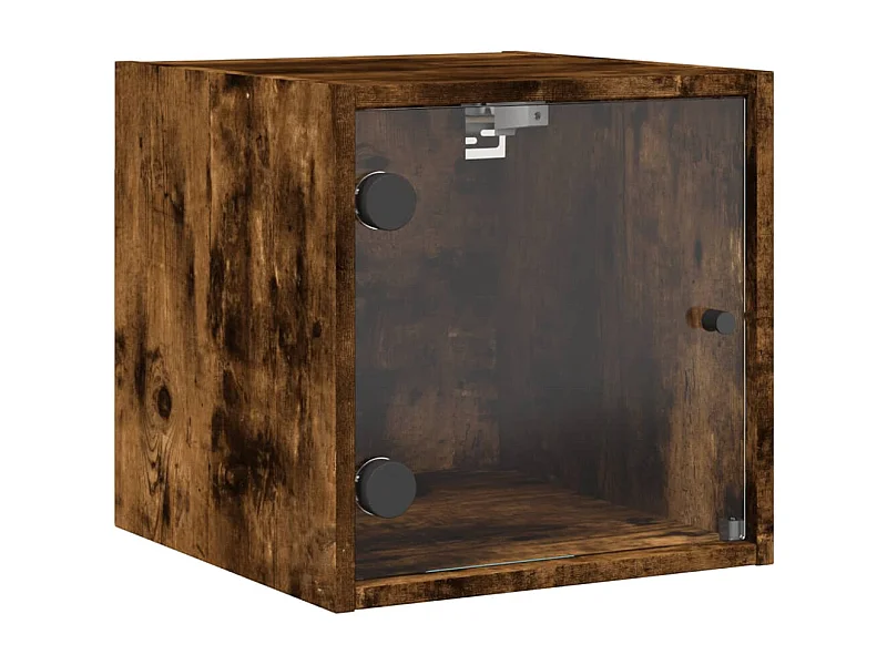 Mesa de cabeceira com porta de vidro 35x37x35 cm carvalho fumado