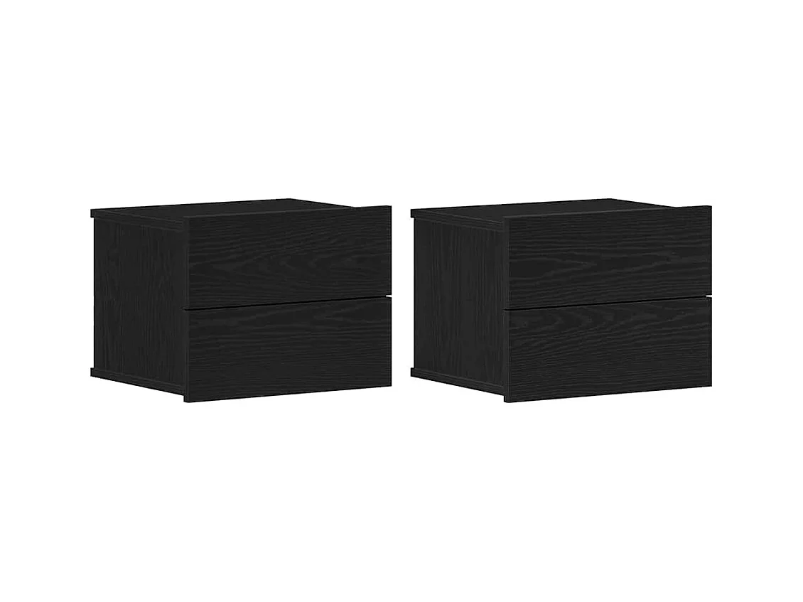 Mesita de Noche | Armario de Noche 2 uds con cajón Roble negro 40x30x30 cm