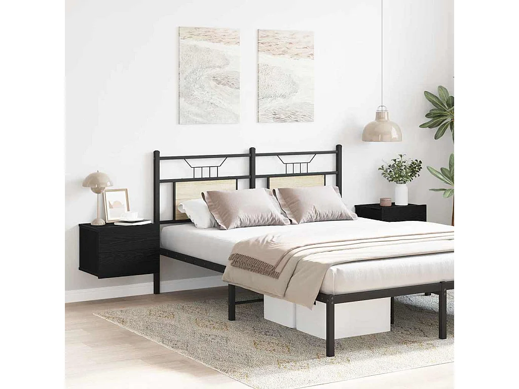 Mesa de Cabeceira Moderna 2 Peças Carvalho preto 40x30x30 cm