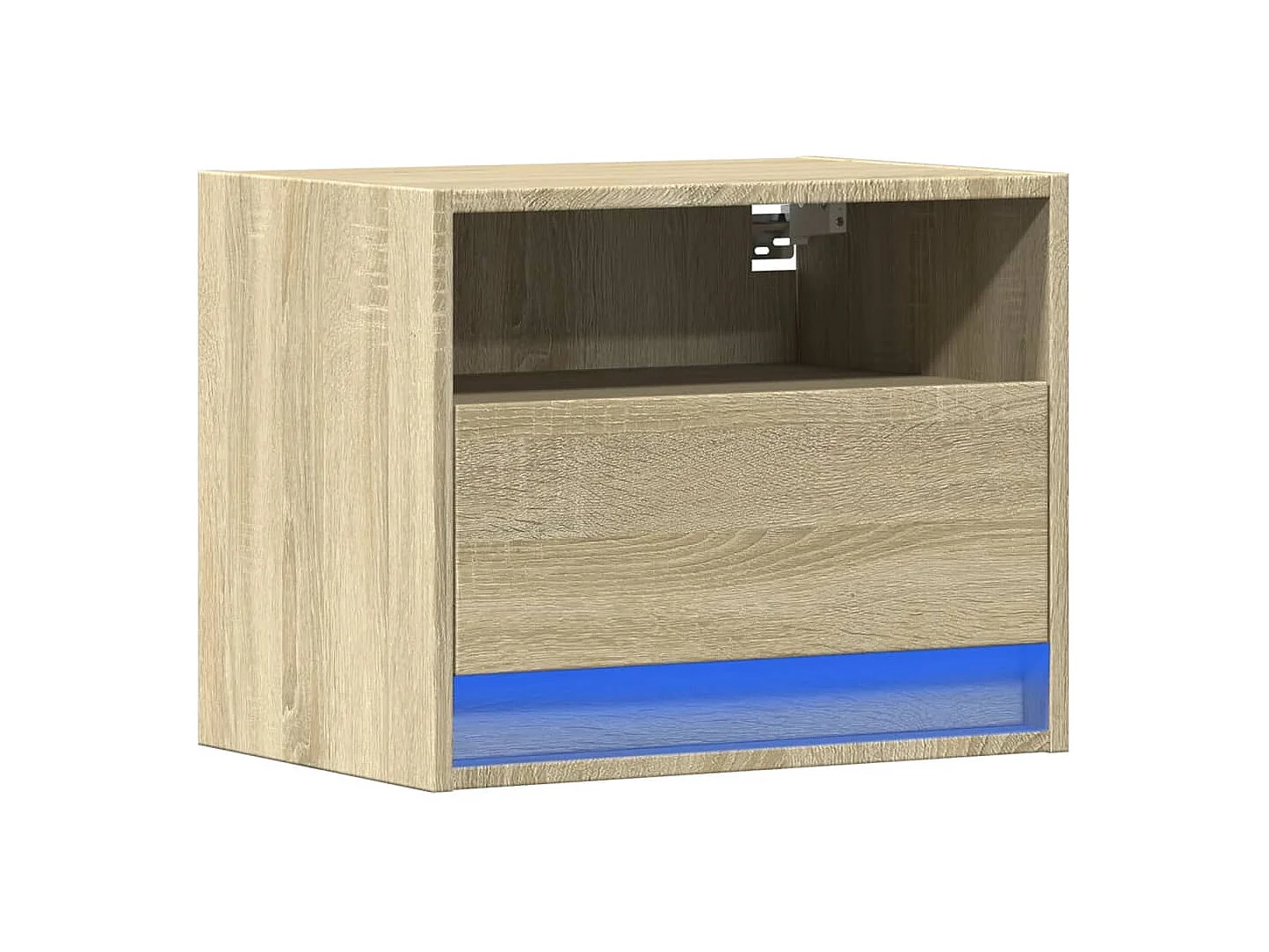 Mesita de noche | Mesilla de noche de pared con luces LED roble Sonoma