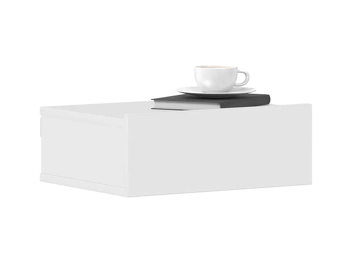 Mesitas de noche | Mesilla de noche flotante 2 uds contrachapada blanco 40x30x15 cm