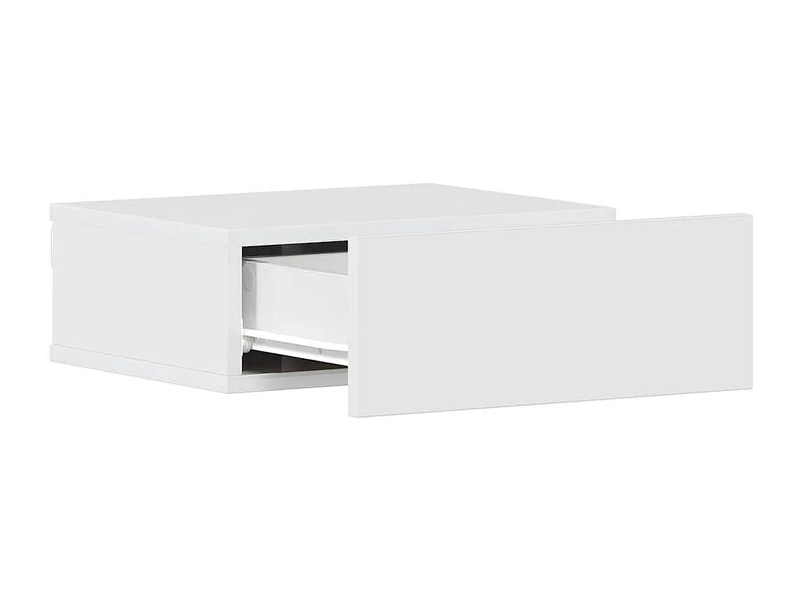 Nachttisch hängend 2er Set | Wand-Nachttische Hochglanz-Weiß 40x30x15 cm SHL2651