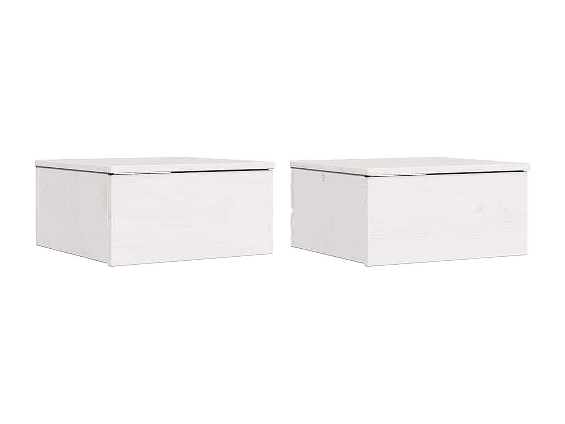 Mesa de Noche | Mesa auxiliar con cajón 2 uds. Blanco 37x35x18.5 cm