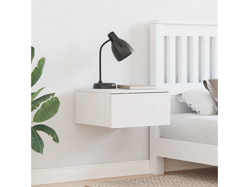 Mesa de Noche | Mesa auxiliar con cajón 2 uds. Blanco 37x35x18.5 cm