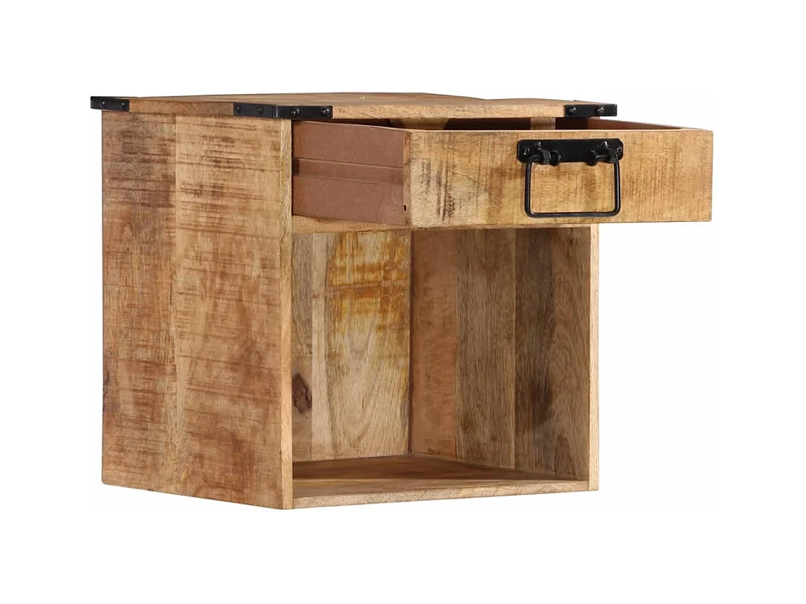 Mesita de noche | Mesilla de noche madera maciza de mango 40x30x37 cm