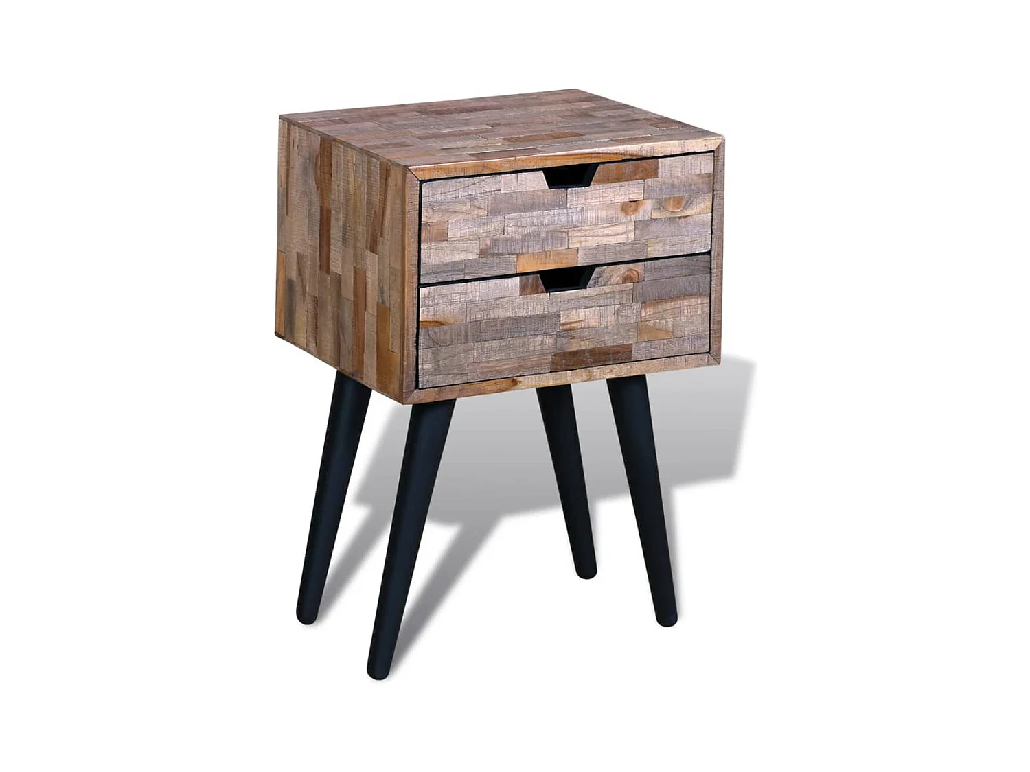 Mesita de noche | Mesilla de noche con 2 cajones madera de teca reciclada