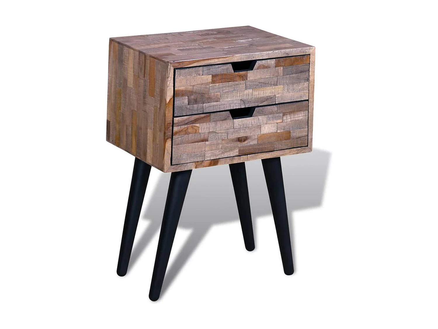 Nachttisch-Beistelltisch mit 2 Schubladen Altholz Teak SHL93727