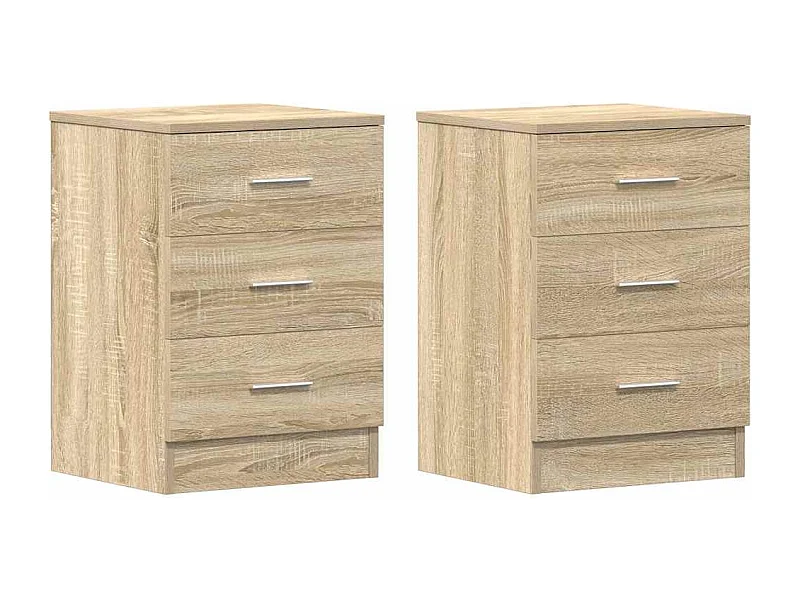 Mesitas de noche | Mesilla de noche 2 uds aglomerado color roble Sonoma 38x35x56cm