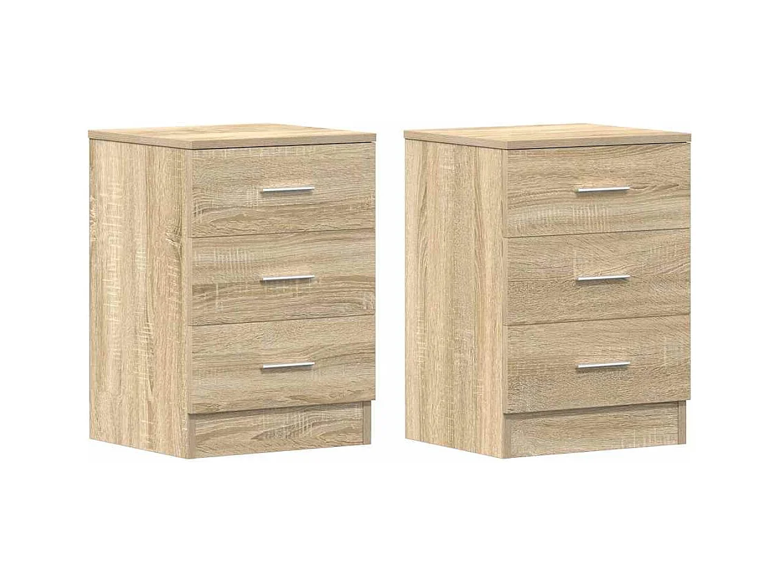 Mesitas de noche | Mesilla de noche 2 uds aglomerado color roble Sonoma 38x35x56cm