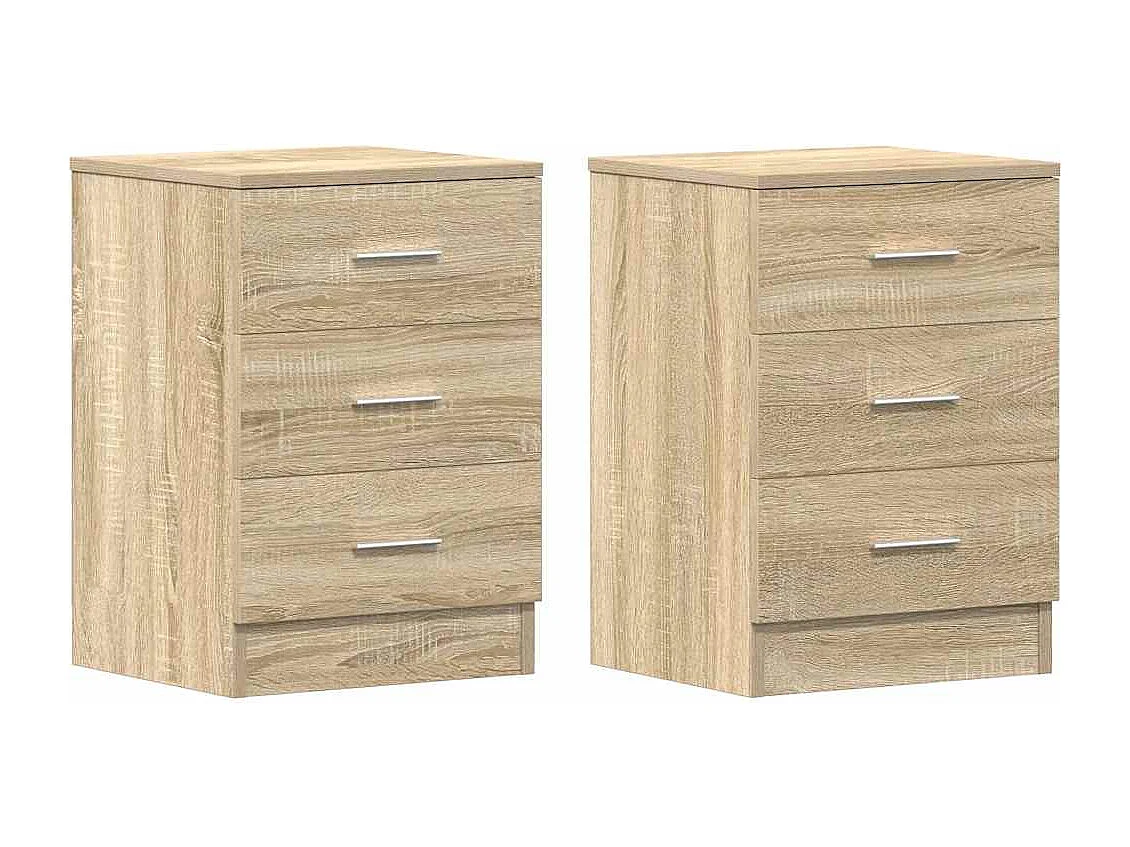 Nachttisch 2er Set-Beistelltisch Sonoma-Eiche 38x35x56 cm Holzwerkstoff SHL86876