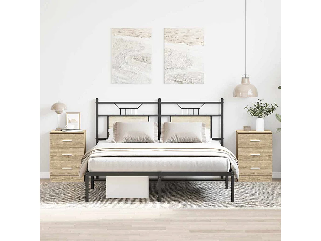 Nachttisch 2er Set-Beistelltisch Sonoma-Eiche 38x35x56 cm Holzwerkstoff SHL86876