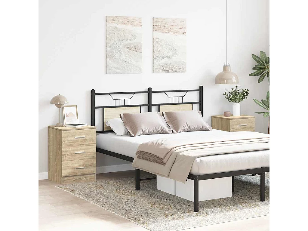 Nachttisch 2er Set-Beistelltisch Sonoma-Eiche 38x35x56 cm Holzwerkstoff SHL86876