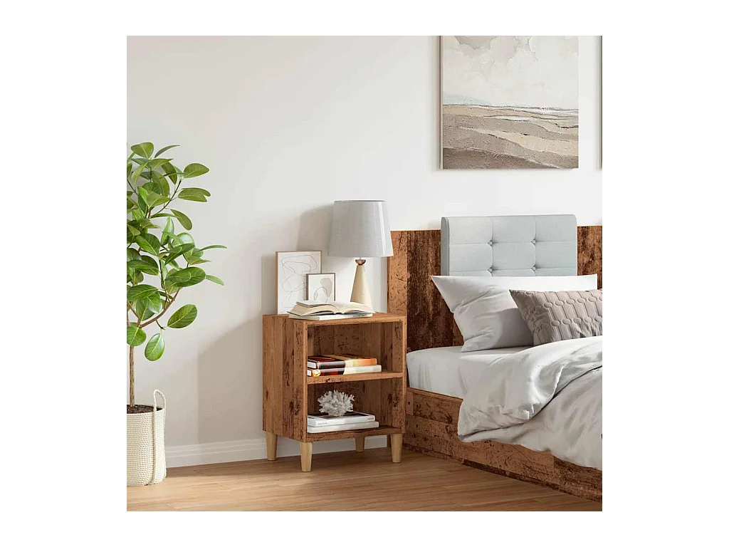 Mesita de noche | Mesilla de noche madera de ingeniería envejecida 40x30x50 cm