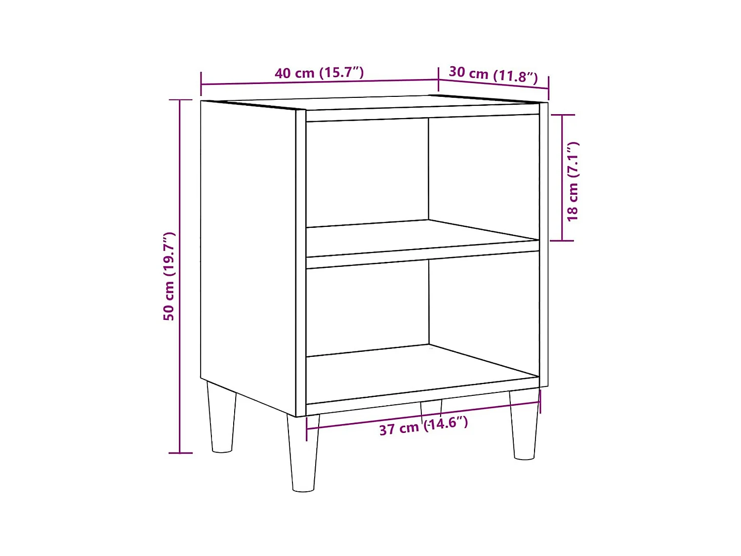 Mesita de noche | Mesilla de noche madera de ingeniería envejecida 40x30x50 cm