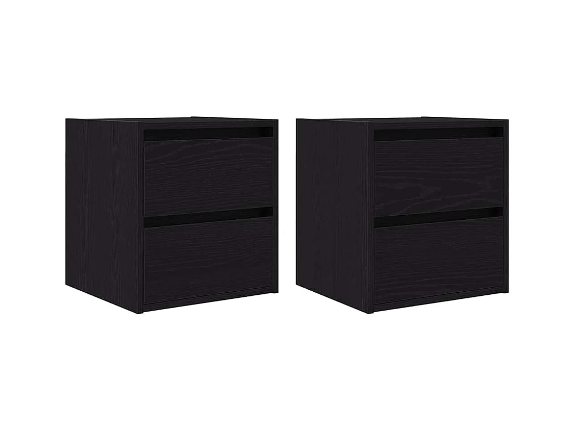 Mesillas de noche | Mesita de noche de pared 2 uds roble negro 38x34x40 cm