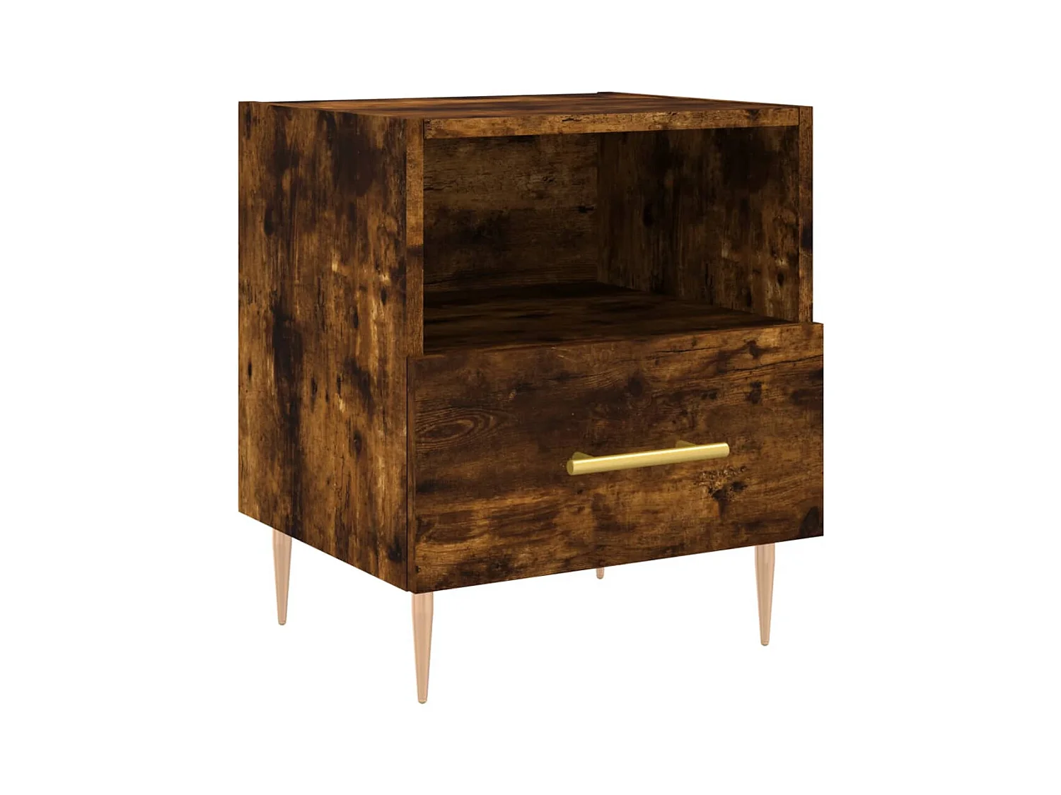 Mesita de noche | Mesilla de noche madera ingeniería roble ahumado 40x35x47,5 cm