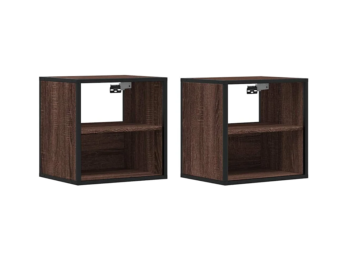 Mesitas de noche | Mesilla de noche pared 2 uds color roble marrón 40x31x39,5 cm