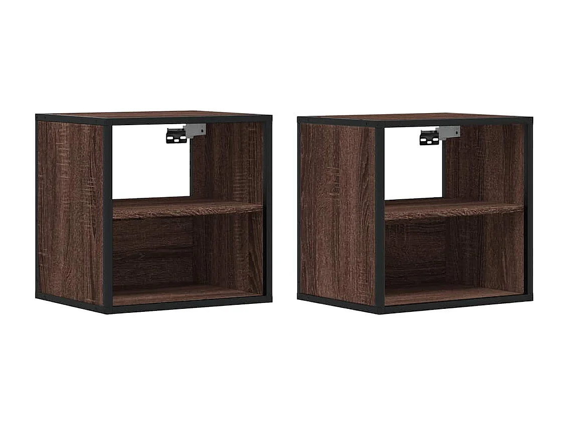 Nachttisch hängend 2er Set | Wand-Nachttische Braun Eichen-Optik 40x31x39,5 cm SHL19991