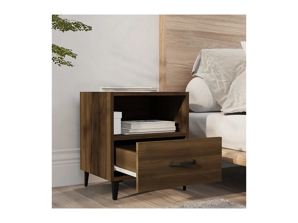Tables de chevet lot de 2 avec Tiroirs Chêne marron Bois d'ingénierie