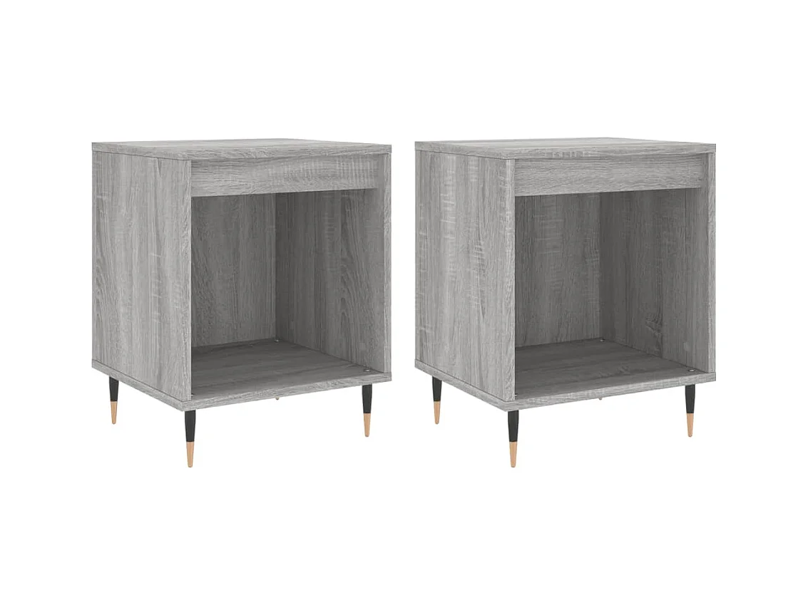 Mesita de noche | Mesilla de noche 2 uds. madera ingeniería gris Sonoma 40x35x50 cm