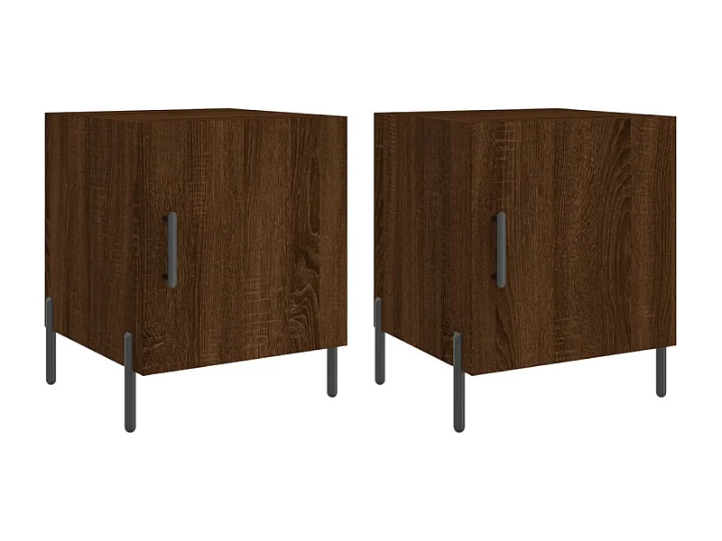 Lot de 2 Tables de chevet avec rangement chêne marron 40x40x50cm bois d'ingénierie