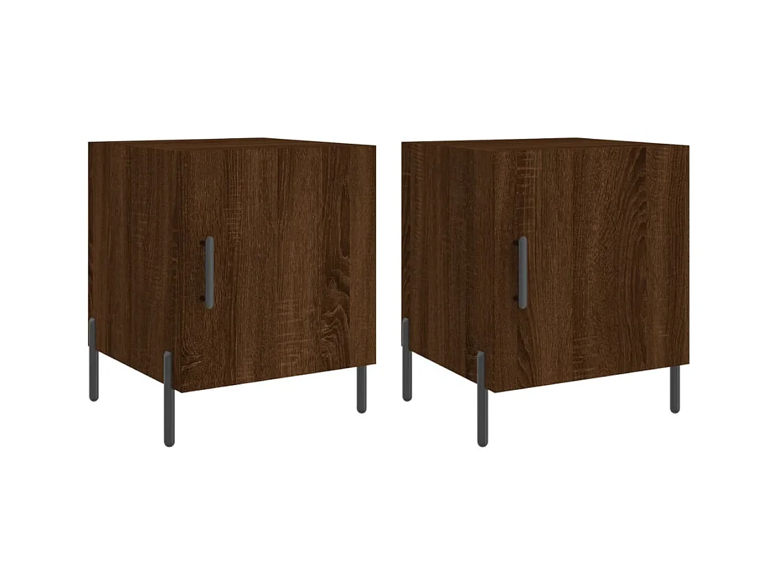 Mesa de Cabeceira Moderna 2 peças 40x40x50cm deriv. madeira carvalho castanho