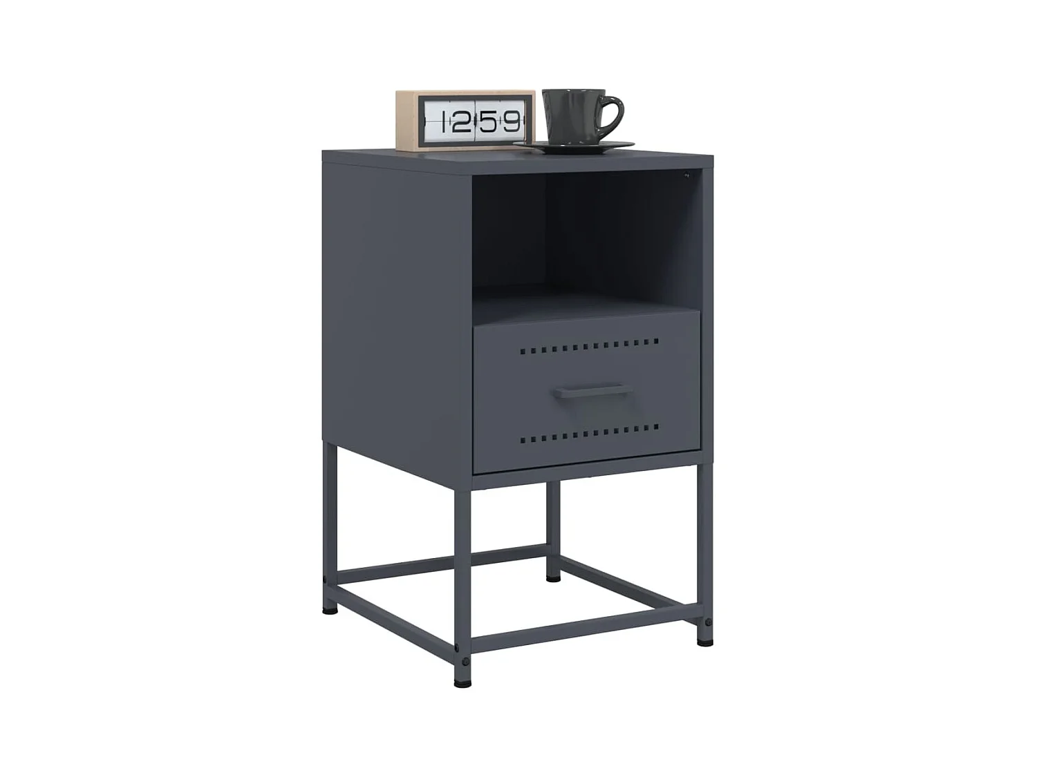 Tables de chevet lot de 2 avec tiroirs anthracite 36x39x60,5 cm acier