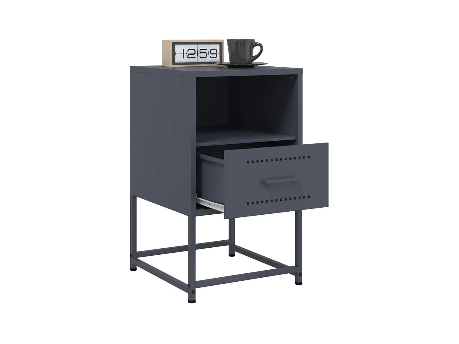 Tables de chevet lot de 2 avec tiroirs anthracite 36x39x60,5 cm acier