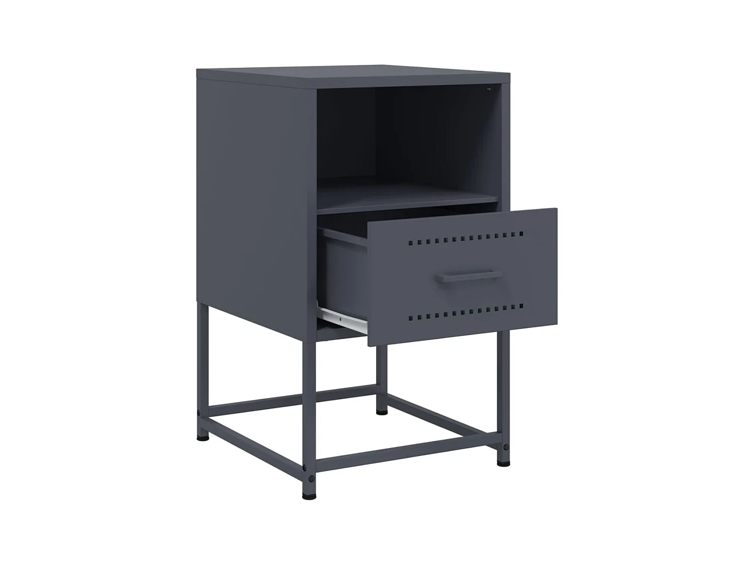 Tables de chevet lot de 2 avec tiroirs anthracite 36x39x60,5 cm acier