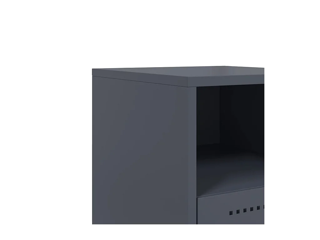 Tables de chevet lot de 2 avec tiroirs anthracite 36x39x60,5 cm acier