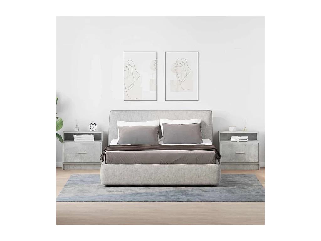 Mesillas de noche | Mesita de noche con cajón 2 uds gris hormigón 51x31x47 cm
