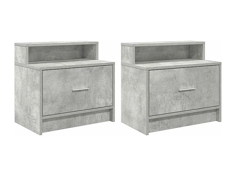 Lot de 2 Tables de chevet avec tiroir gris béton 51x31x47 cm