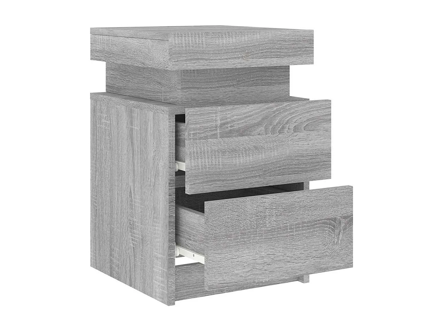 Nachttisch-Beistelltisch-Nachtschrank mit LED-Leuchten Grau Sonoma 35x39x55 cm SHL14919