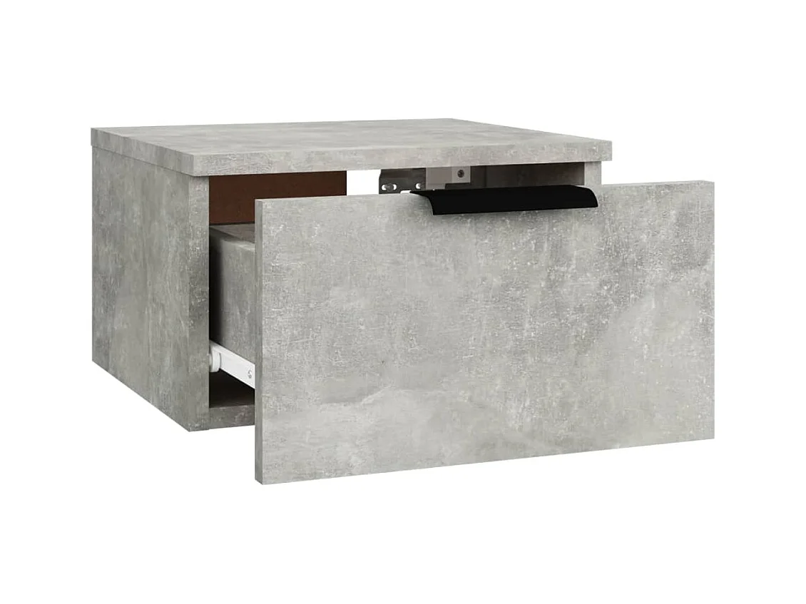 Mesita de noche | Mesilla de noche de pared color gris hormigón 34x30x20 cm