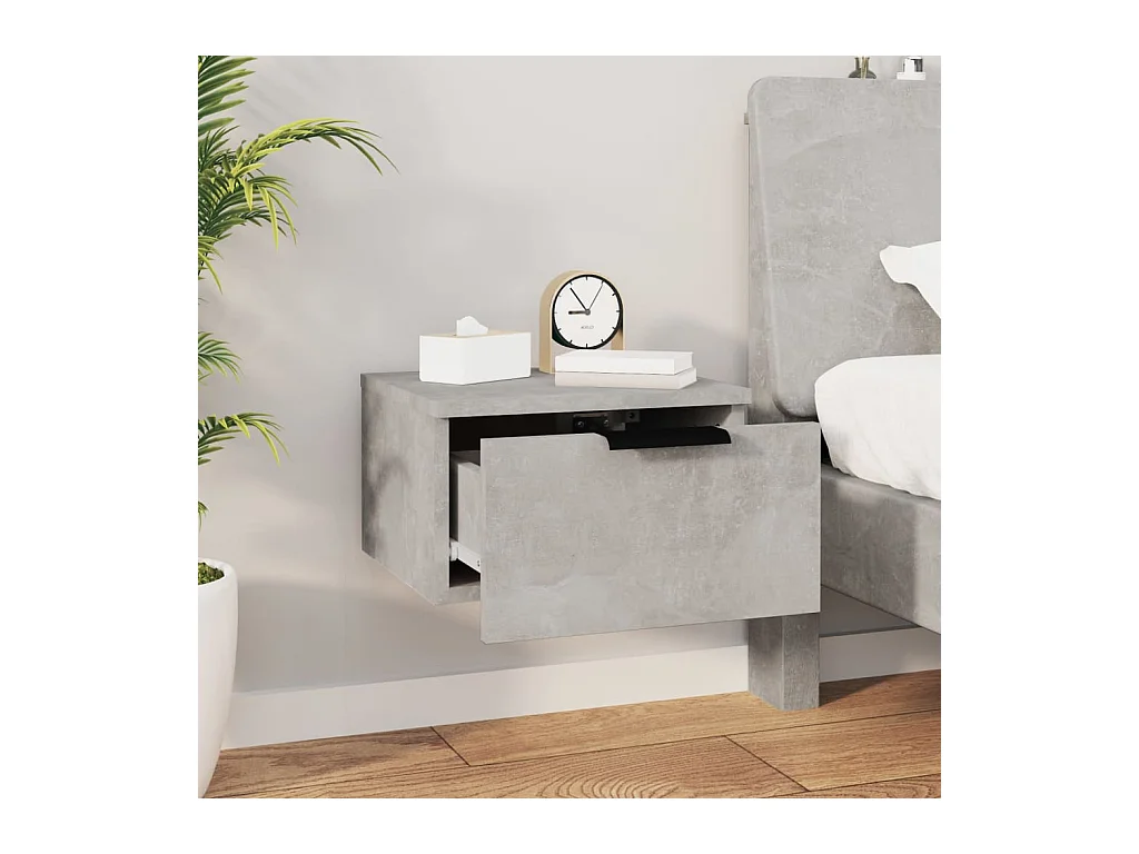 Mesita de noche | Mesilla de noche de pared color gris hormigón 34x30x20 cm