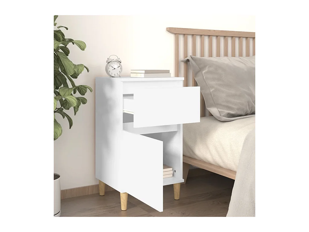 Tables de chevet lot de 2 avec rangement blanc 40x35x70 cm