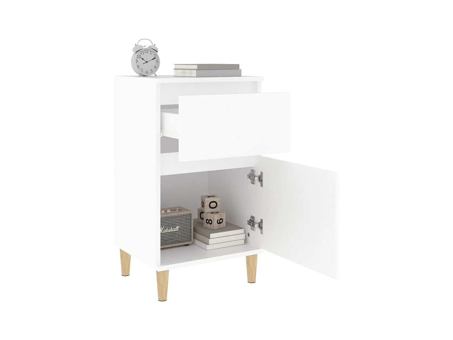 Tables de chevet lot de 2 avec rangement blanc 40x35x70 cm
