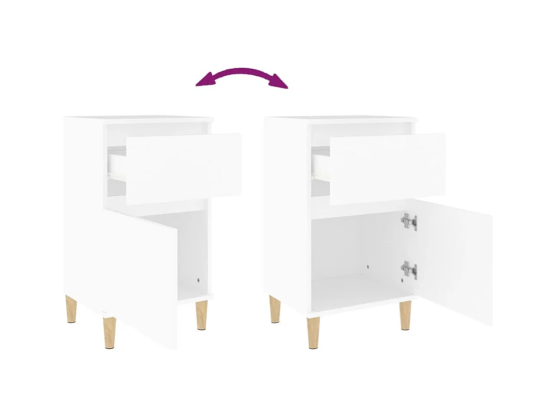 Tables de chevet lot de 2 avec rangement blanc 40x35x70 cm