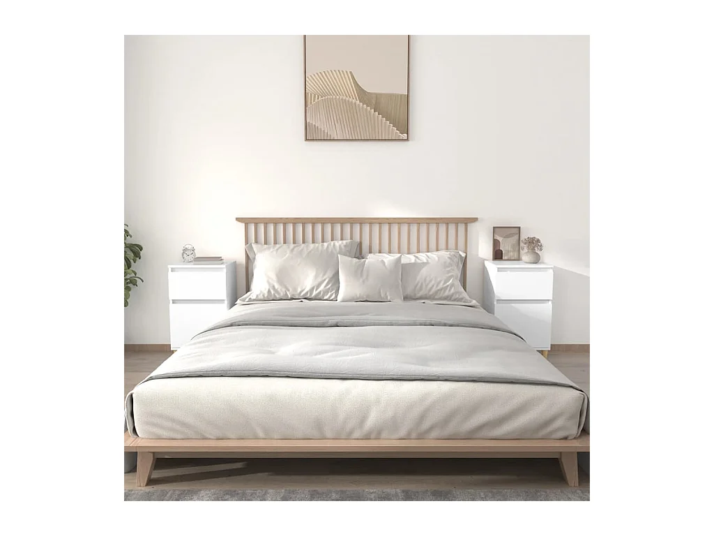 Mesitas de noche | Mesilla de noche blancas 2 uds 40x35x70 cm