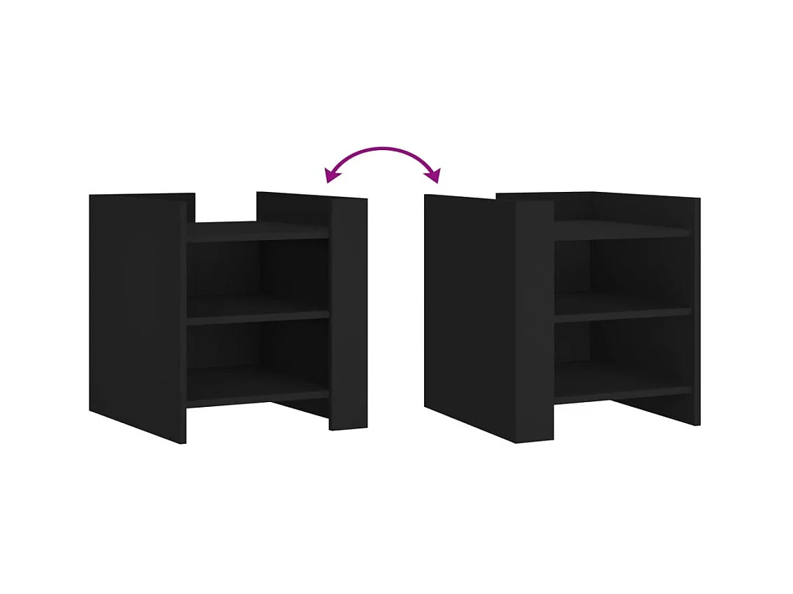 Table de chevet-Table d'appoint Compartiments ouverts noir 45x50x50 cm bois d’ingénierie